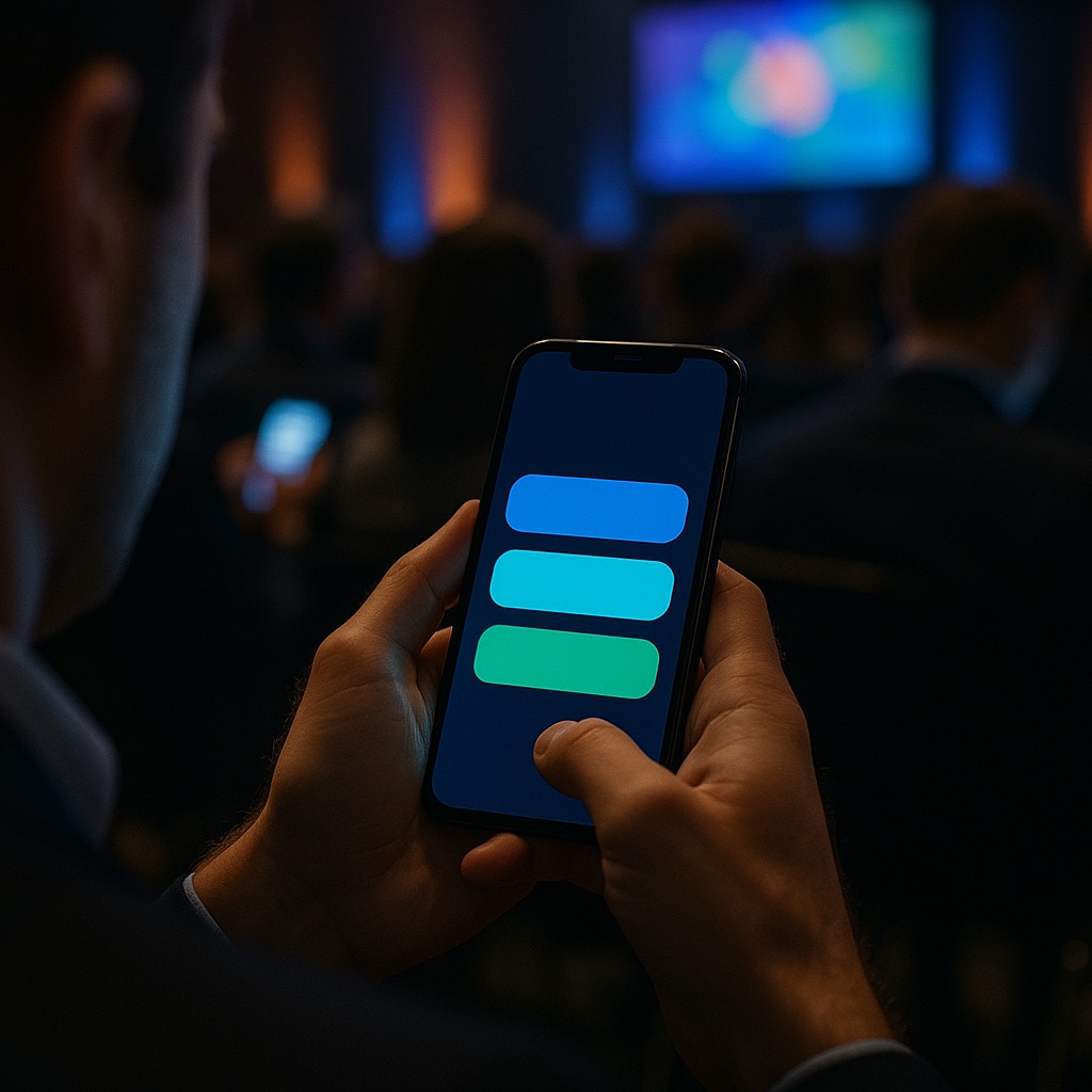 A player answering on their phone during a live game, the room glowing behind them